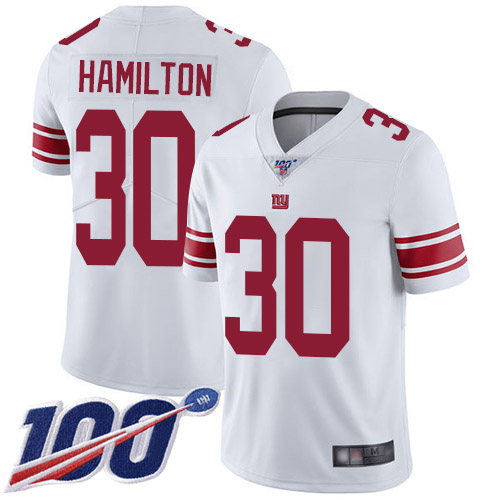 Men New York Giants #30 Antonio Hamilton White Vapor Untouchable Limited Player 100th Season Football NFL Jersey